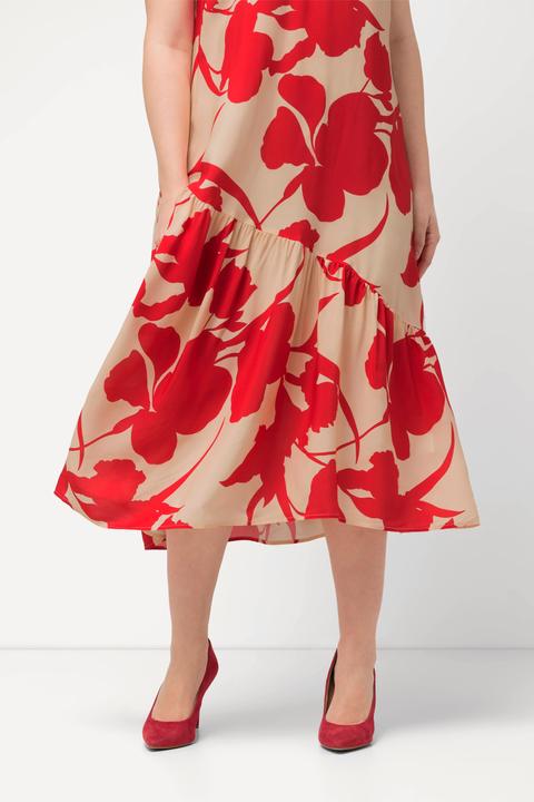 Produktbild Ulla Popken Midikleid, Blüten, A-Linie, V-Ausschnitt, ärmellos (46, 48)