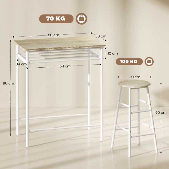 Immagine prodotto Homcom Set di tavoli da bar (80 x 50 x 90 cm)