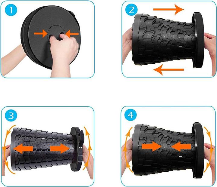 Image du produit Stride Ausziehbarer Campinghocker tragbarer Hocker mit Schlaufe faltbar Schwarz
