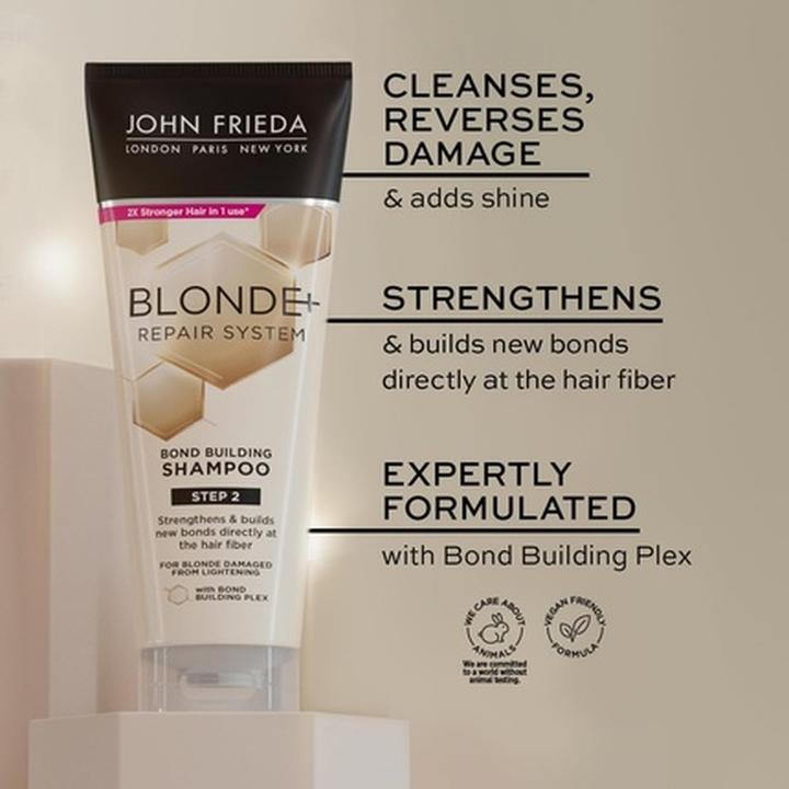 Actual product image John Frieda Blonde+ Repair System Bond Building Shampoo 250ml (250 ml, Liquid shampoo)