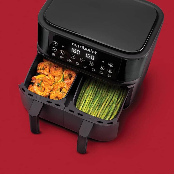 Immagine prodotto NutriBullet Friggitrice ad aria a doppio cassetto Nera Friggitrice ad aria calda, NBA081B