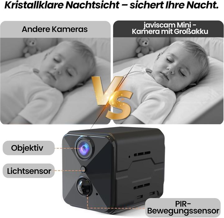 Produktbild Javiscam 4K Mini Überwachungskamera E7 mit Bewegungsmelder (3840 x 2160 Pixels)