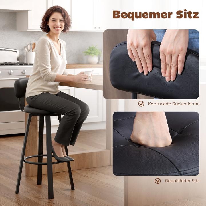 Produktbild Homcom Barhocker Kunstleder, Metall Schwarz