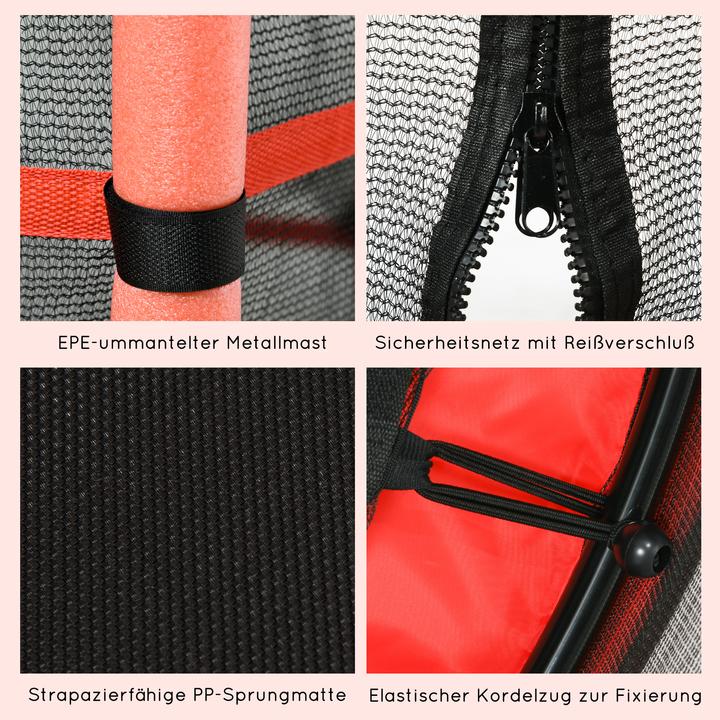 Produktbild Homcom Kindertrampolin Stahl, Kunststoff Rot (163 cm)