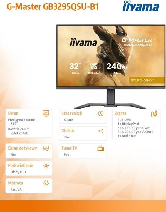 Image du produit iiyama 32" Fast VA Gaming, G-Master Gold Phoeni (2560 x 1440 pixels, 31.50")