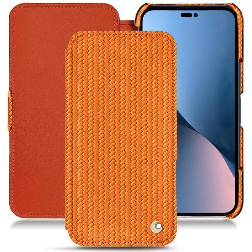 Noreve Lederschutzhülle horizontal (Apple iPhone 14 Plus), Smartphone Hülle, Orange
