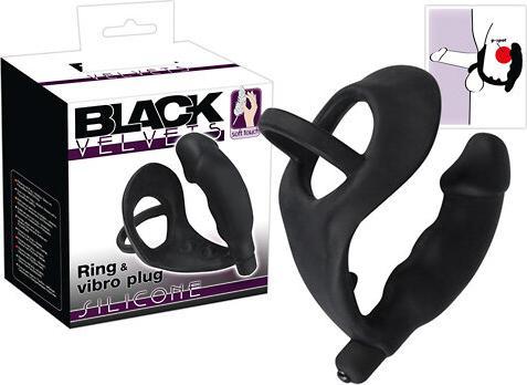 Actual product image Black Velvets Ring & Vibro-Plug