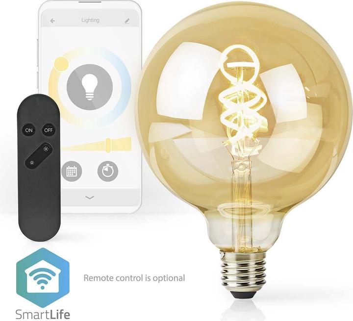 Produktbild Nedis WIFILRT10G125 Smartlife LED Filament Lampe WLAN E27 360 lm 4.9 W Warm to Cool White 1800 - 650 (E27, 360 lm, 1x)