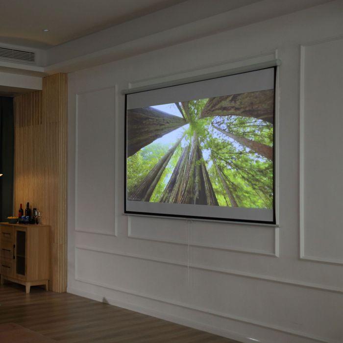 Produktbild Swisshandel24 Beamer Leinwand 203 x 152 cm 100 Zoll 4:3/ 16:9 Projektionsleinwand Manuell für Heimkino (96.85", 16:9, 4:3)