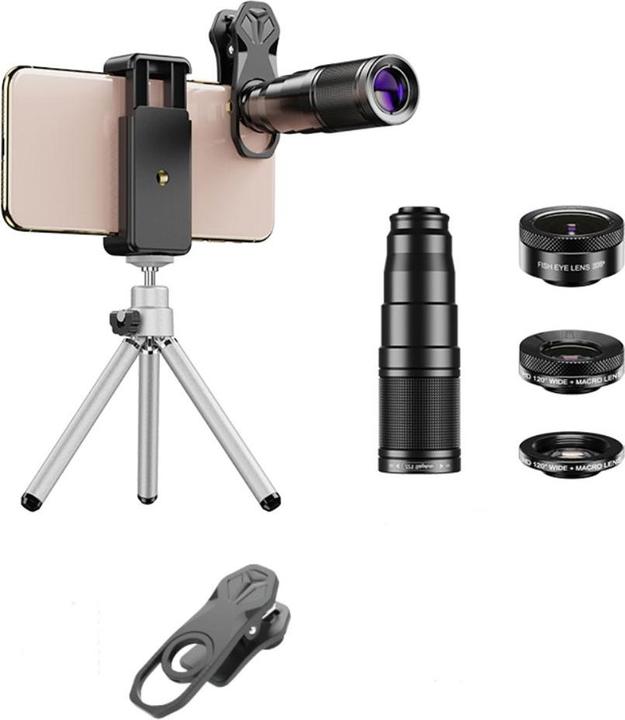 Deltalabs Smartphone Teleskop-Objektiv 22x – Fisheye, Makro, Weitwinkel & Stativ