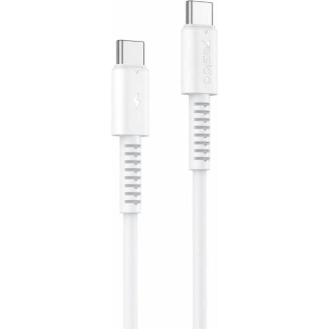 Yesido Kabel CA154 PD 60W Typ-C/Typ-C 1m PVC 3A, WEISS (1 m, 60 W), Cavo USB