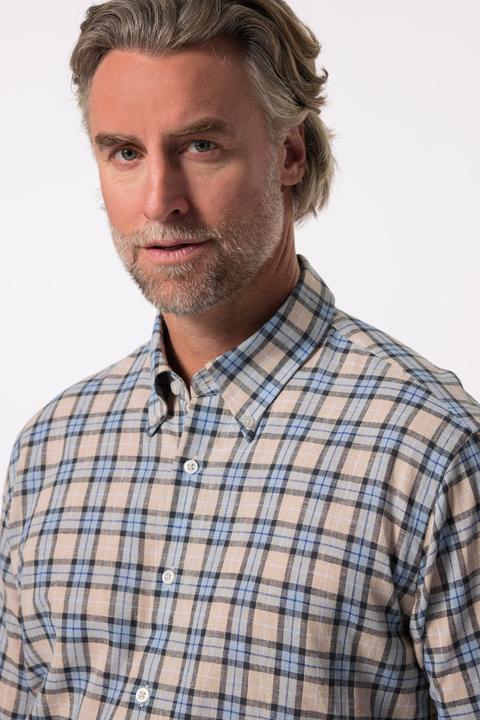 Produktbild Boston Park Leinenmix-Karohemd, Langarm, Buttondown-Kragen, Comfort Fit (5XL)