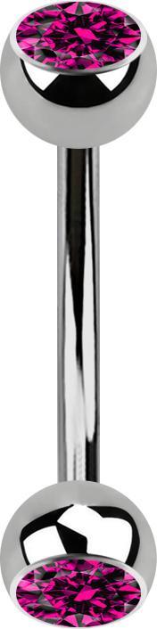 Immagine prodotto Star Piercing Banane silber mit zwei Kugeln Kristall fuchsia (senza ottone, Titanio)