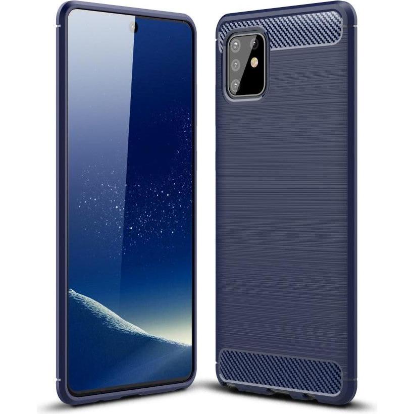Cover-Discount Galaxy Note 10 Lite - Metall Carbon Look Gummi Hülle dunkelblau (Samsung Galaxy Note 10 Lite), Smartphone...