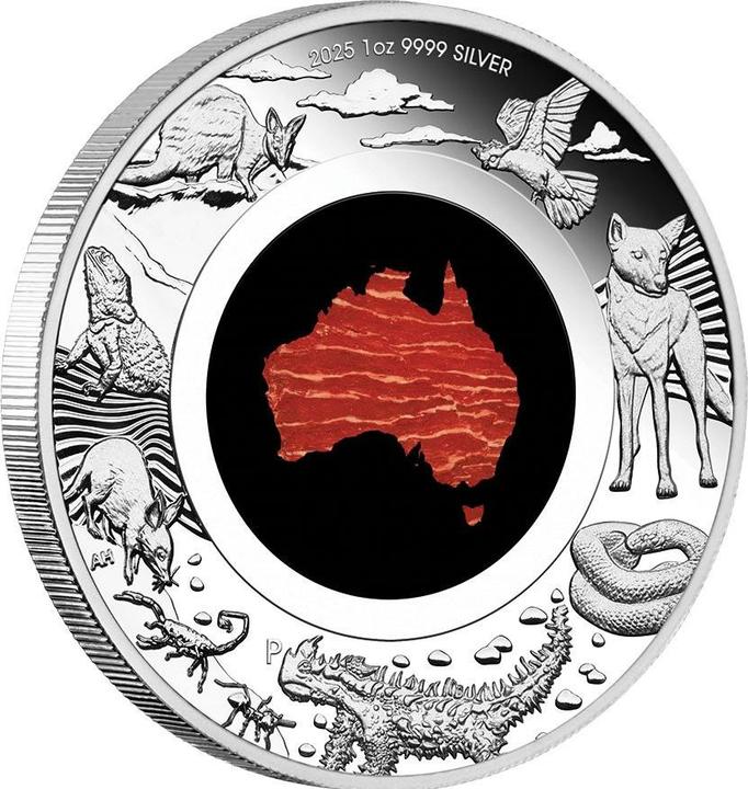 Actual product image The Perth Mint Silber Great Southern Land 1 oz PP - Snakeskin-Jaspis-Münze (1.00, 2025)