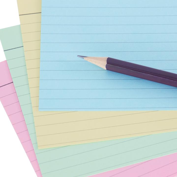 Image du produit Idena Karteikarten liniert 180g/m² DIN A6 200 Stück 4fach sortiert (A6, 200x, 180 g/m²)