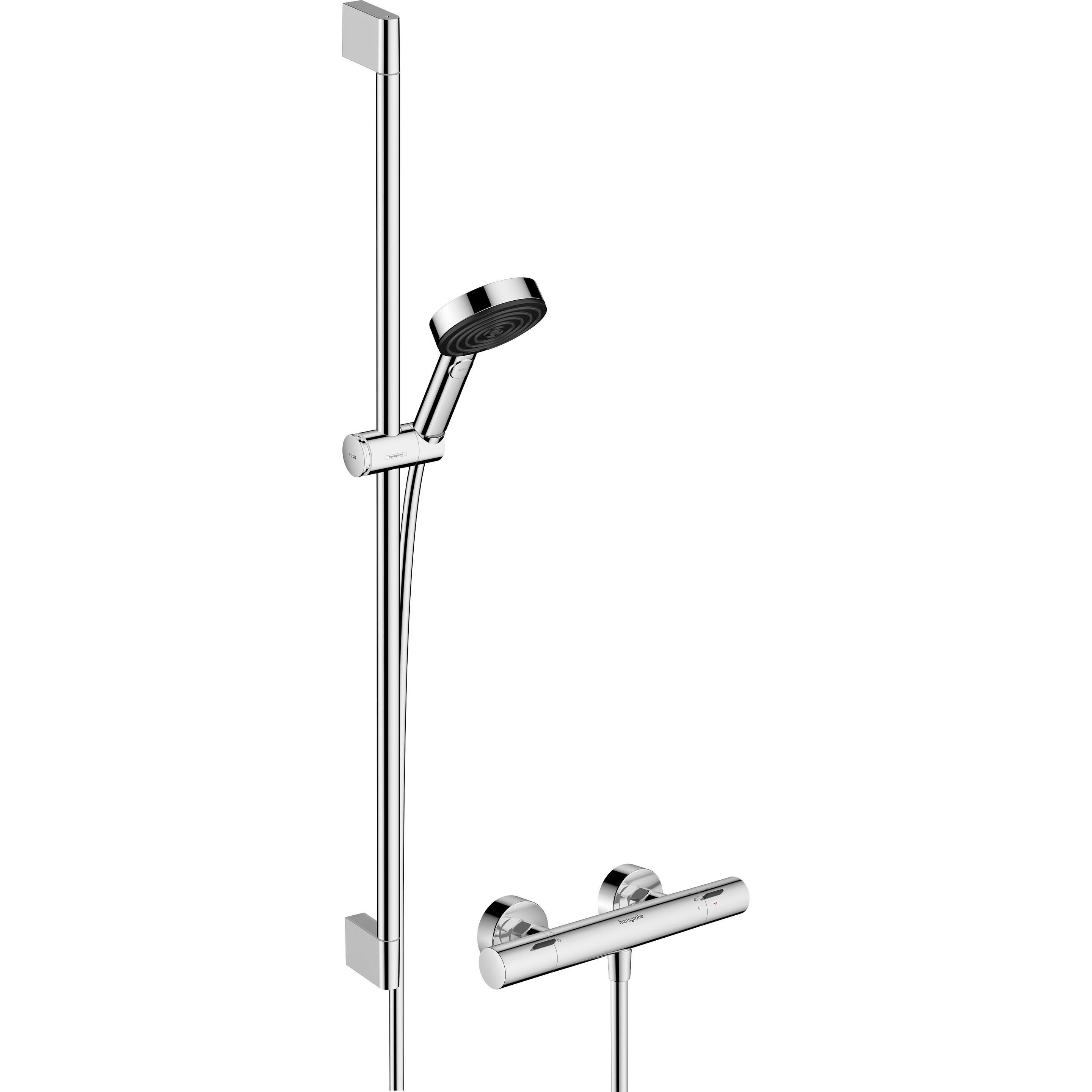 hansgrohe, Duschsystem, Pulsify Select S Brauseset 105, 3jet Relaxation, Ecostat Fine, EcoSmart, Brausestange 900m
