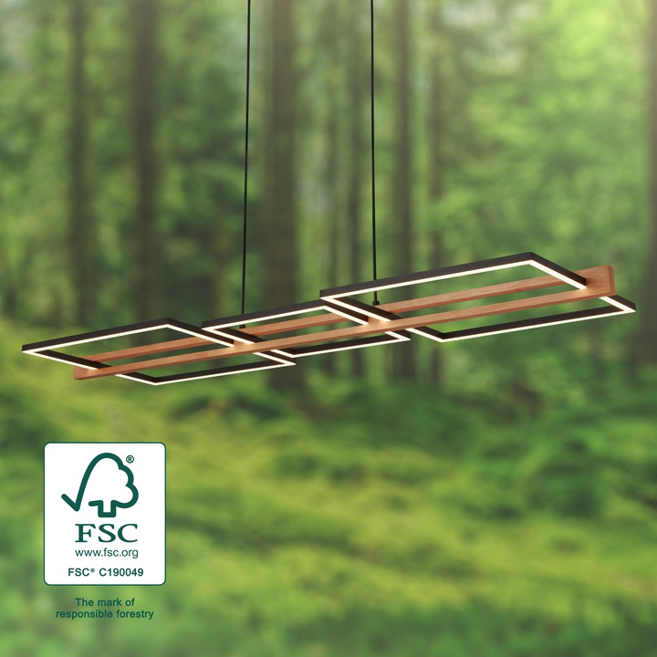 Produktbild Briloner LED Pendelleuchte, Schwarz / Holz, LED / 36W
