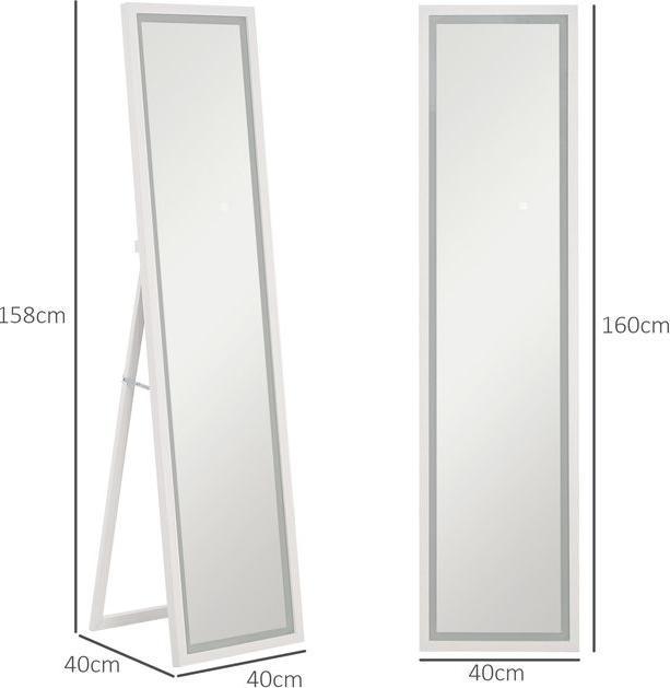 Immagine prodotto Swisshandel24 Ganzkörperspiegel 40 x 160 cm Standspiegel mit LED Lichte, Wandspiegel Weiss (40 x 160 cm)