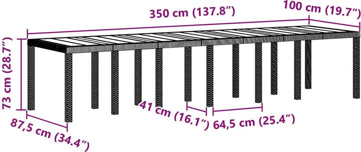 Produktbild vidaXL Gartendining-Set (350 x 100 x 74 cm)