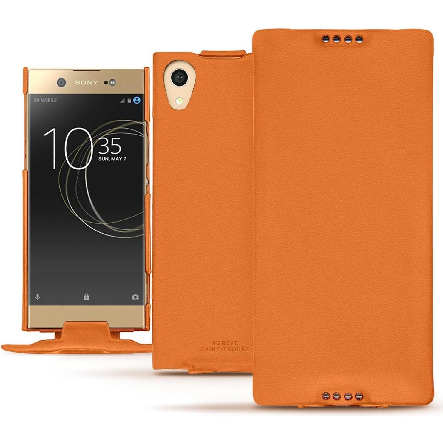 Noreve Lederschutzhülle vertikal (Sony Xperia XA1 Ultra), Smartphone Hülle, Orange