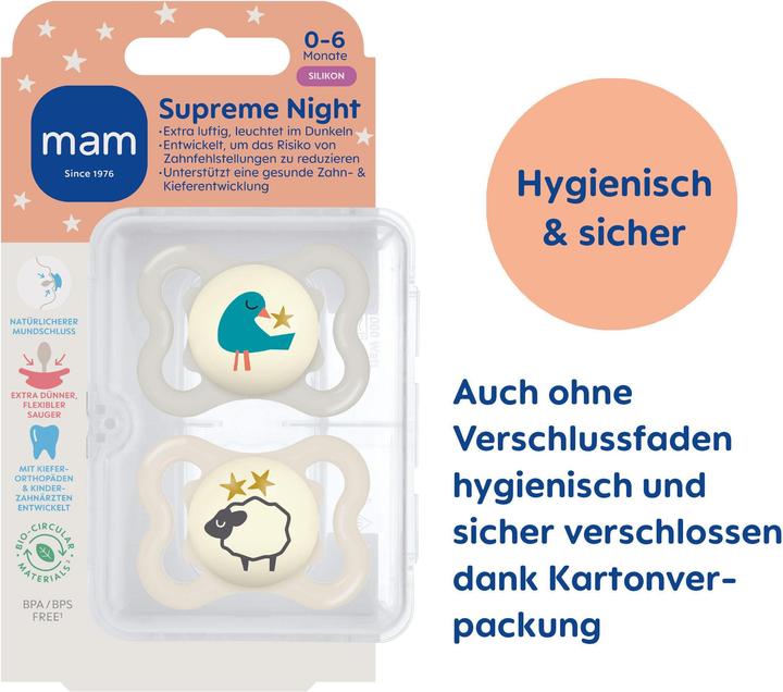Produktbild MAM Supreme Night Sil.0-6M V/S 2St (2x, 0 - 6 Monate)