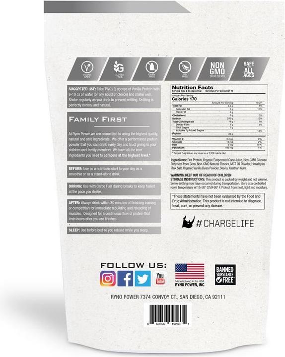 Actual product image Ryno Power Vanilla Plant Prot. Powder (Vanilla, 1 x)