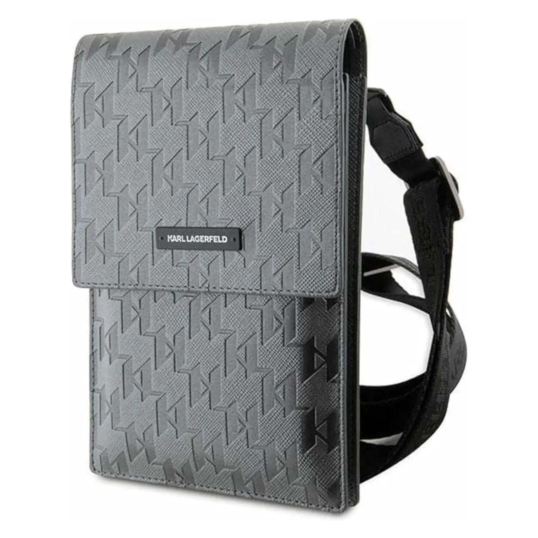Karl Lagerfeld, Handtasche, Torebka Klwbsamsmg Srebrny/silver Saffiano Mongram Plaque, Grau