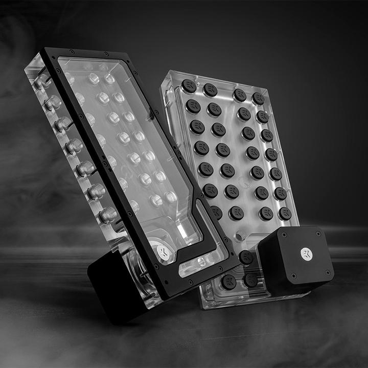 Actual product image EKWB EK-QuantumX Loophole Distroplate D5 PWM - black