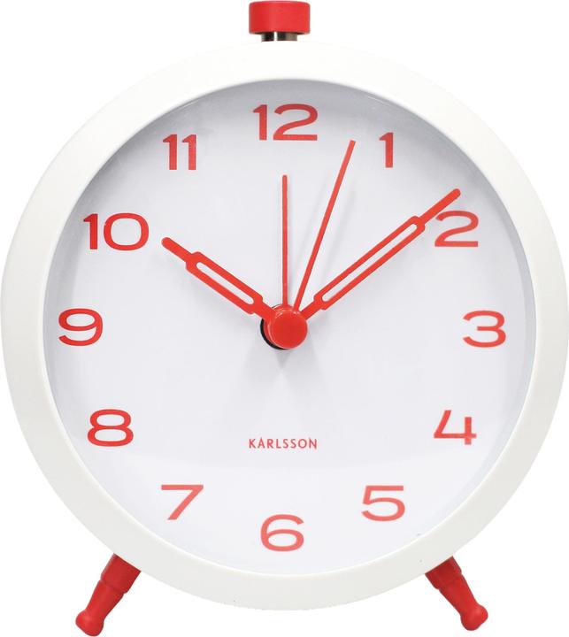 Produktbild Karlsson Alarm clock Button Retro white w. bright scarlet red