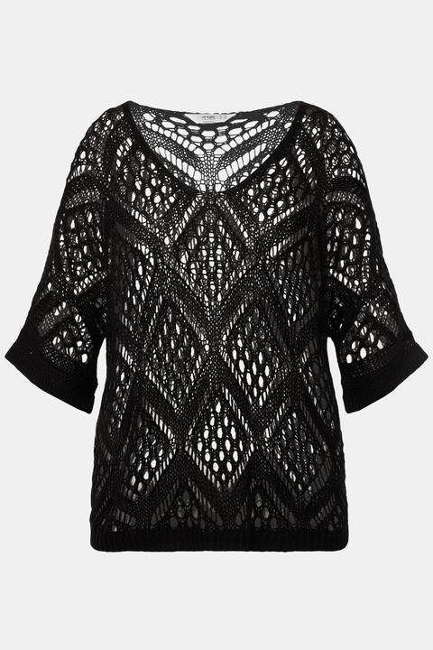 Produktbild Angel of Style Pullover, oversized, Ajourstrick, V-Ausschnitt, Langarm (48)