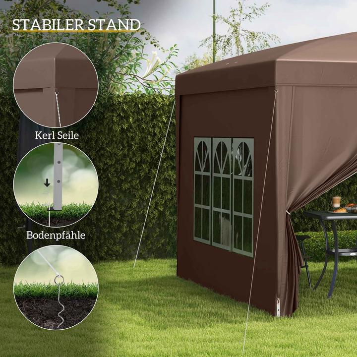 Actual product image Outsunny Pavillon Polyester, Stahl Kaffee (295 cm, 295 cm)