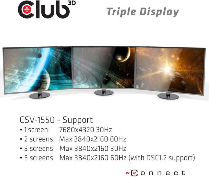 Image du produit Club 3D CSV-1550 (USB-C, 3 ports)