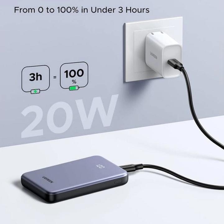 Actual product image Ugreen - Power Bank (75131B) - Fast Charging, Digital Display, USB, Type-C, 22.5W, 10000mAh - Grey (10000 mAh, 22.50 W)