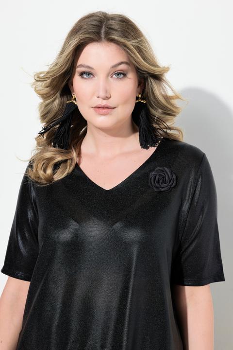 Immagine prodotto Miamoda T-Shirt mit Brosche, A-Linie, Glanz-Jersey, Blütenbrosche (44)
