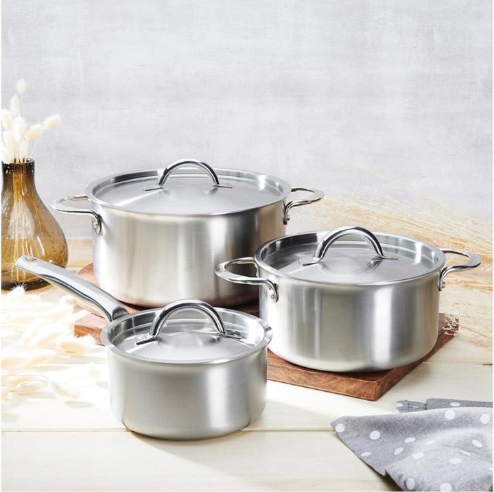 Immagine prodotto de Buyer Set di 6 pentole Alchimy: 2 pentole da 16, 24cm+casseruola da 20cm (Set di pentole e padelle da cucina, Acciaio inossidabile)