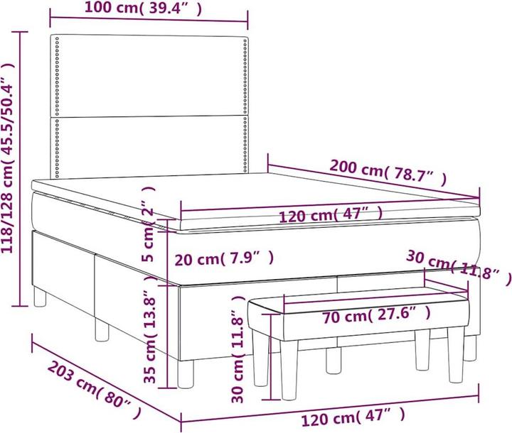 Produktbild vidaXL Boxspringbett (120 x 200 cm)