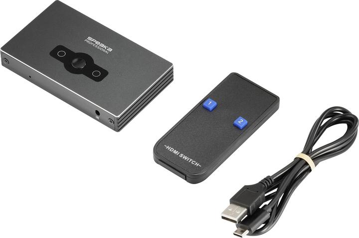 Actual product image SpeaKa Professional SP-HSW-300 2 Port HDMI Switch Ultra HD-capable 7680 x 4320 Pixel