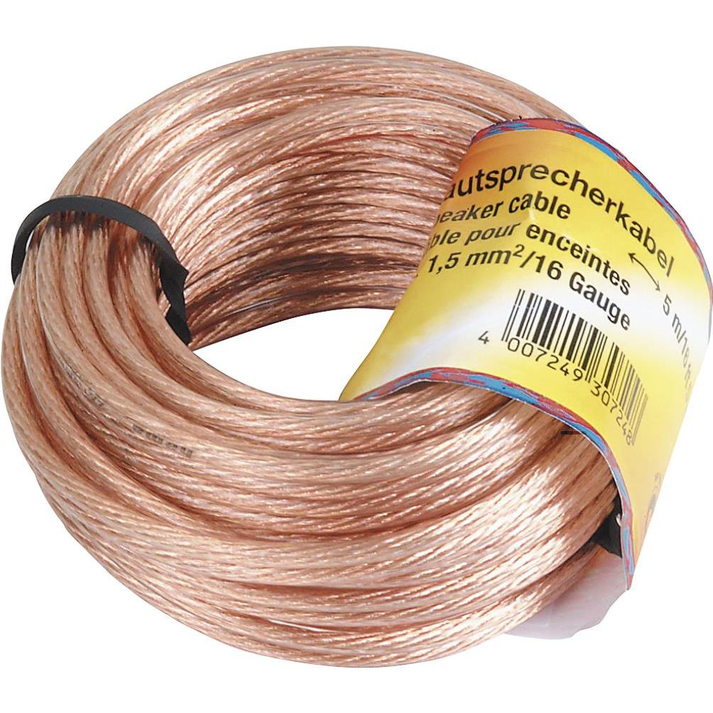 Hama Lautsprecherkabel (10 m, 1.50 mm²), Lautsprecherkabel, Transparent