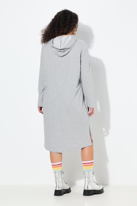 Image du produit Ulla Popken Robe midi en molleton, message format XL, capuche et manches longues (60)