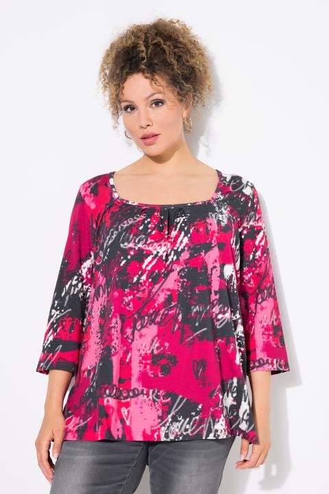 Produktbild Ulla Popken Shirt, A-Linie, Zierfalten, Carree-Ausschnitt, 3/4-Arm (50, 52)