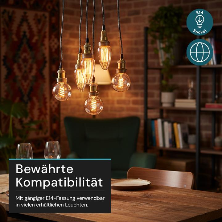 Produktbild Luxula LED-Filament-Lampe,, Vintage Kerze, E14, 2,3W, 65lm, 1800K (E14, 65 lm, 1 x)