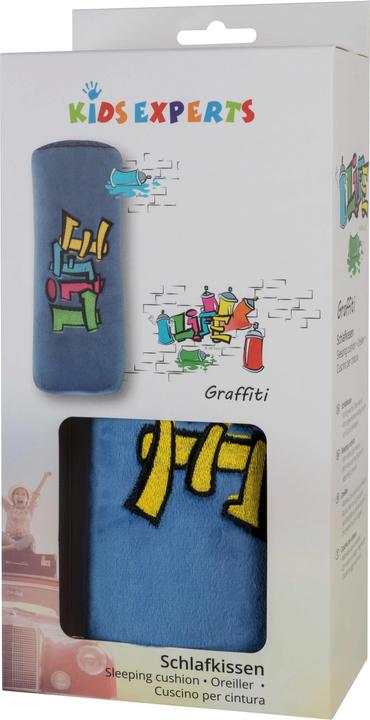 Immagine prodotto KidsExperts Schlafkissen Graffiti, Kinder-Autokissen, Reisekissen blau (Cuscino per testa e collo)