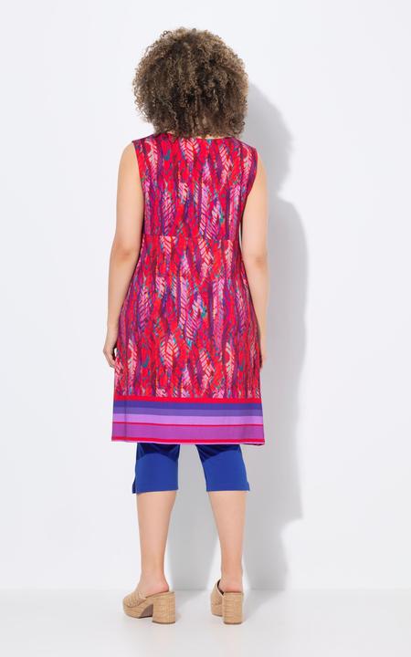 Image du produit Ulla Popken Robe courte en jersey, sans manches. Silhouette en A évasée. Décolleté rond et imprimé cachemire. (46, 48)