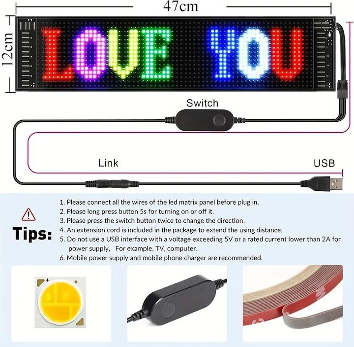 Image du produit Cbx Panneau matriciel à LED, écran d'animation de texte, écran LED multifonctions
