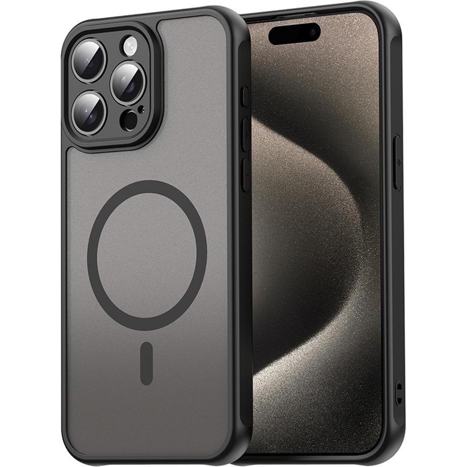 Techsuit - HaloFrost II MagSafe - iPhone 15 Pro Max - Black (Apple iPhone 15 Pro Max), Cover smartphone, Nero