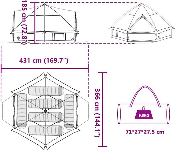 Produktbild vidaXL Campingzelt (9.50 kg, 6 Personen)