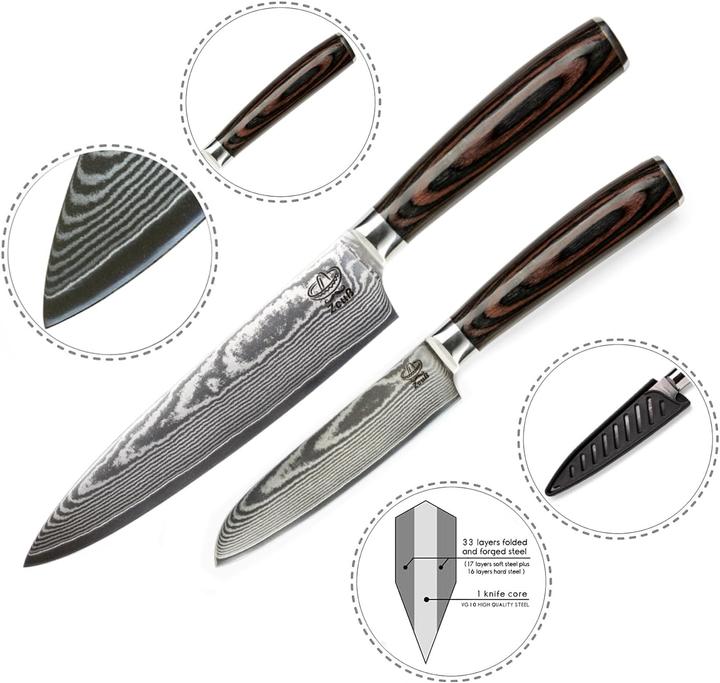 Actual product image Zeuß Damascus knife (20 cm)