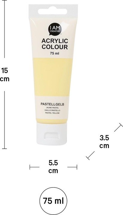 Produktbild I Am Creative Basic Acryl, Acrylfarbe auf Wasserbasis, 75 ml (Pastellgelb, 75 ml)