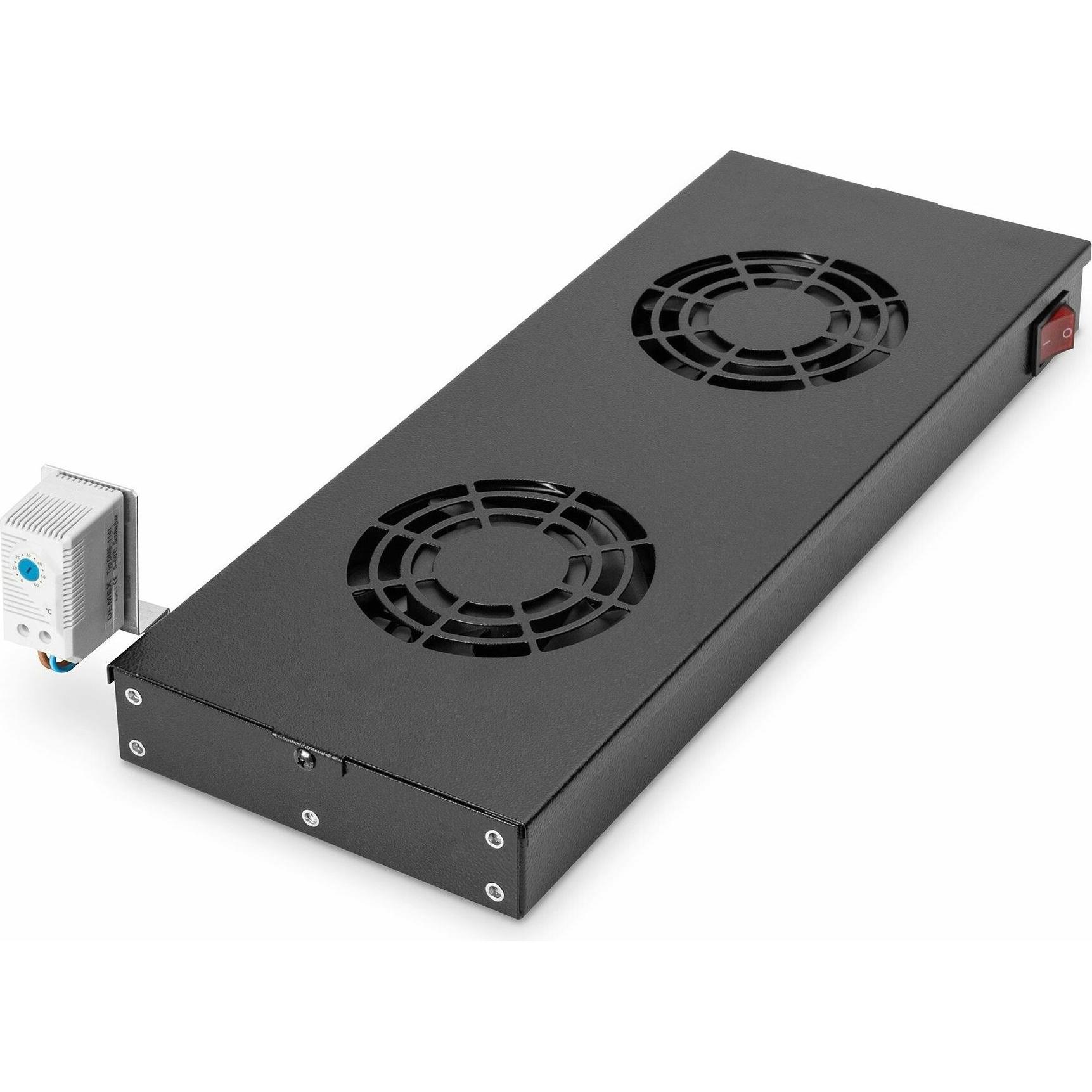 Digitus Ventilatore a innesto, 2 ventole, SW, Accessori per armadio rack, Nero